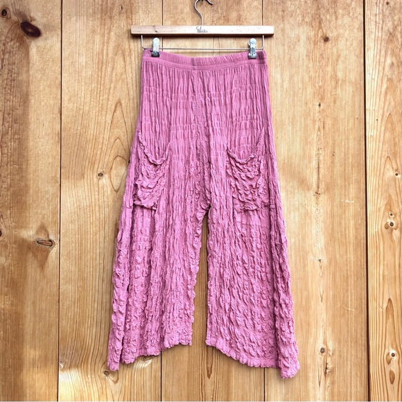 Dress To Kill Pants - Dress To Kill Pinkish Wide Leg Crinkle Cropped Pants Sz Small